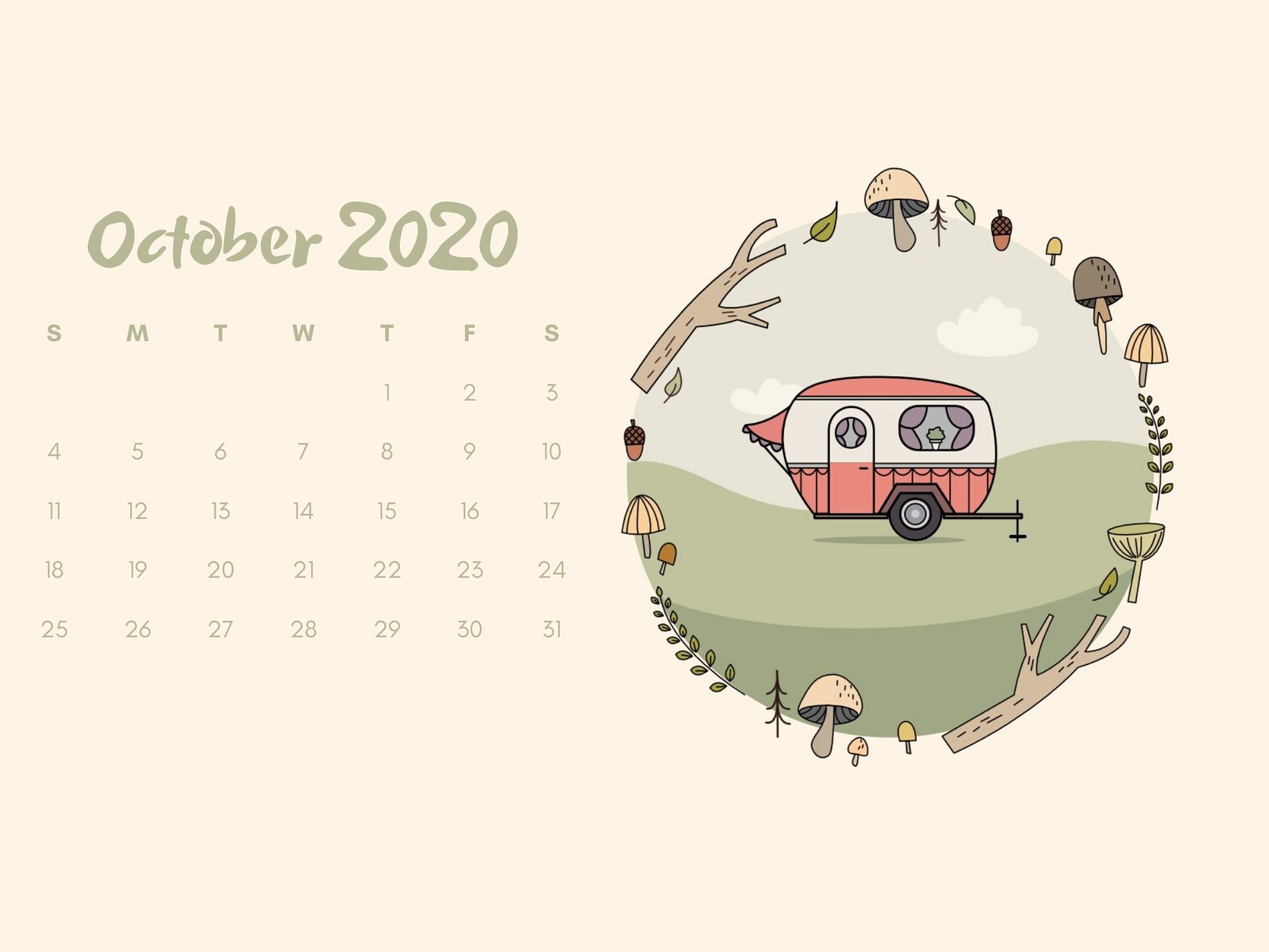 October Calendar HD Wallpaper