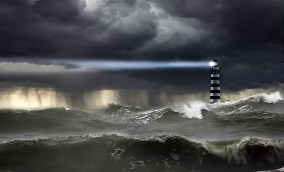 Il Guardiano Del Faro Fotografico Nella Tempesta