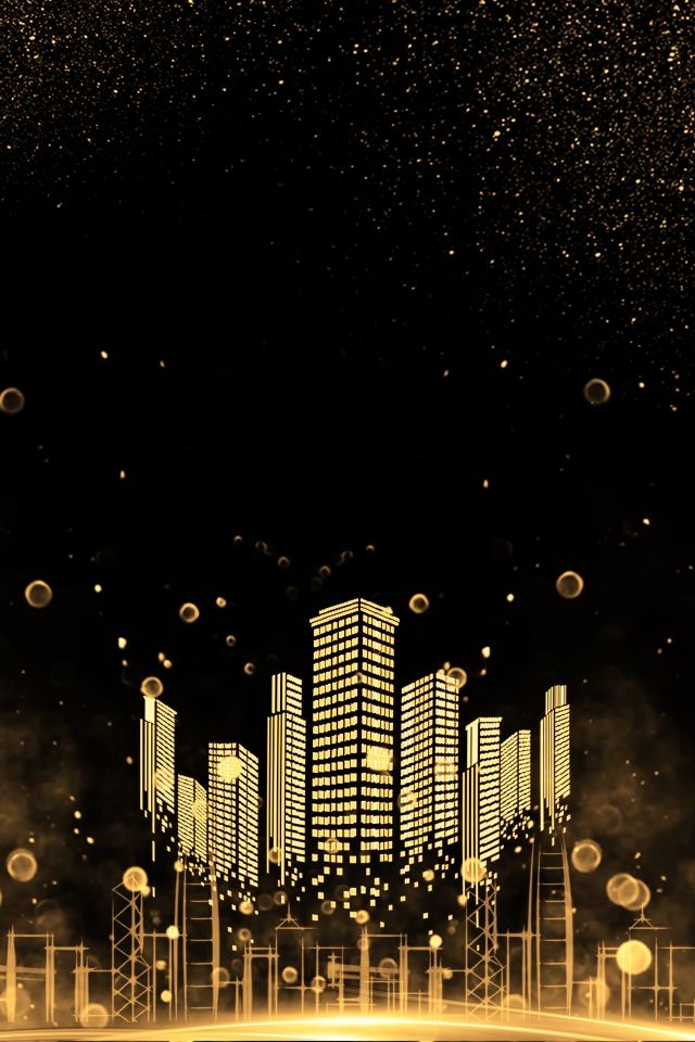 Black Gold Background City Poster Design