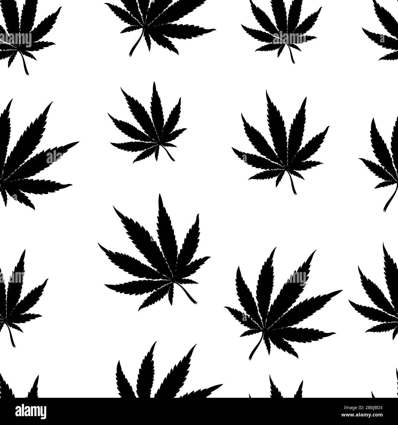 Floral Seamless Pattern Of Marijuana Cannabis Leaves Isolated