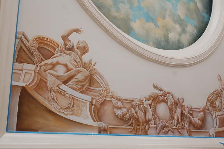 Painted Ceiling Grisaille Murals Wallpaper Trompe L Oeil