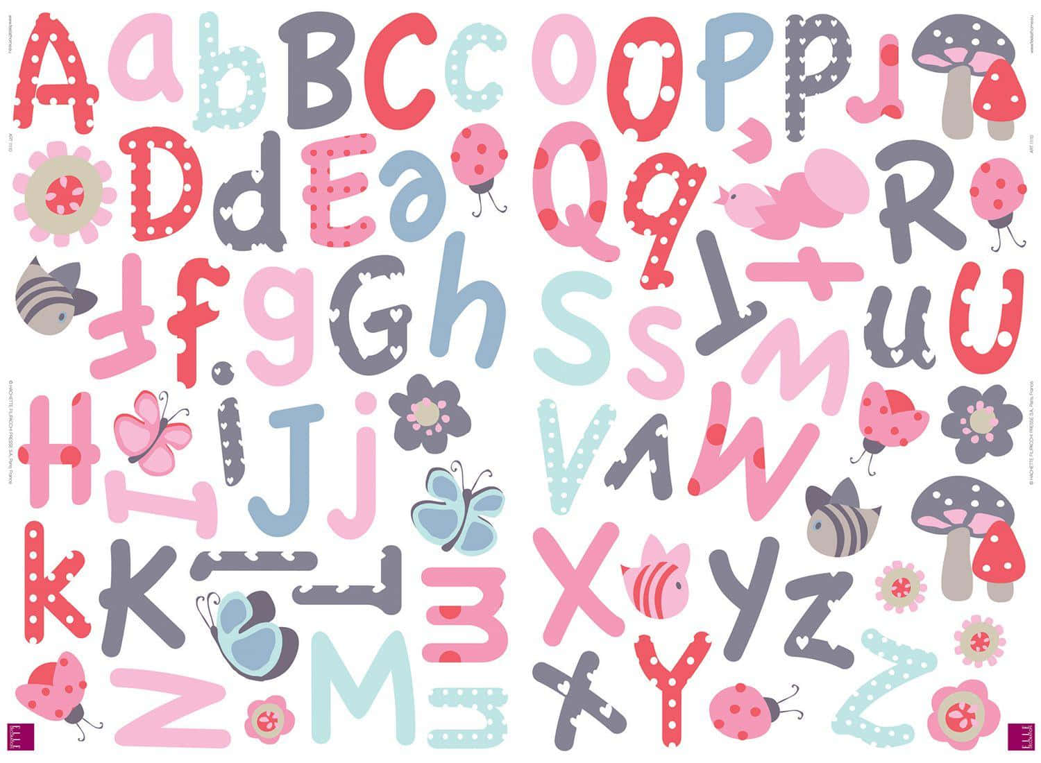 A Colorful Alphabet With Butterflies And Flowers Wallpaper