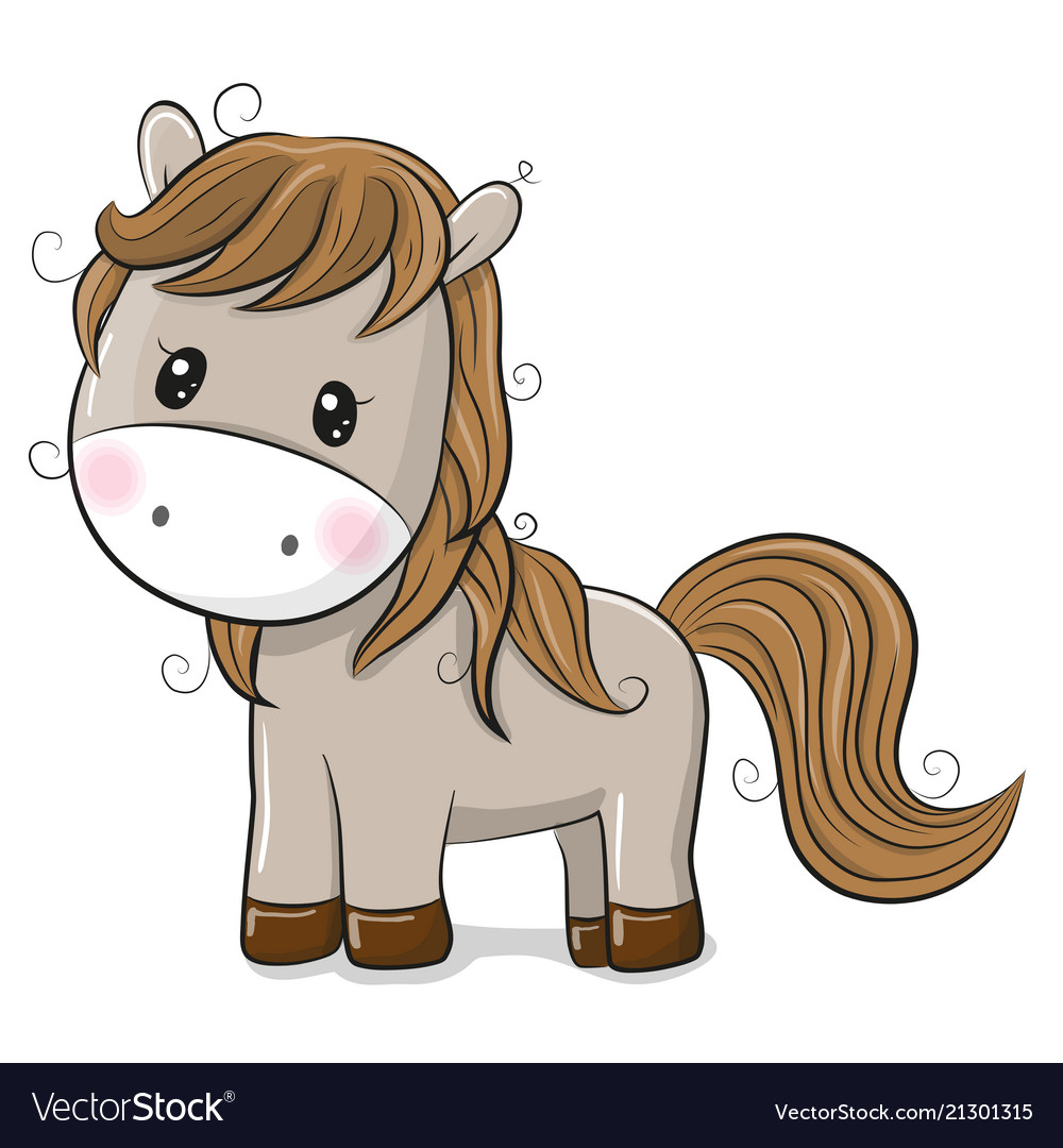 Cute cartoon horse on a white background Vector Image
