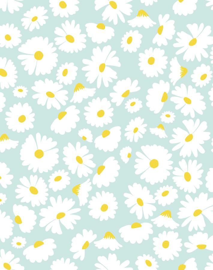 Pop Daisy Removable Wallpaper Seafoam In With Image