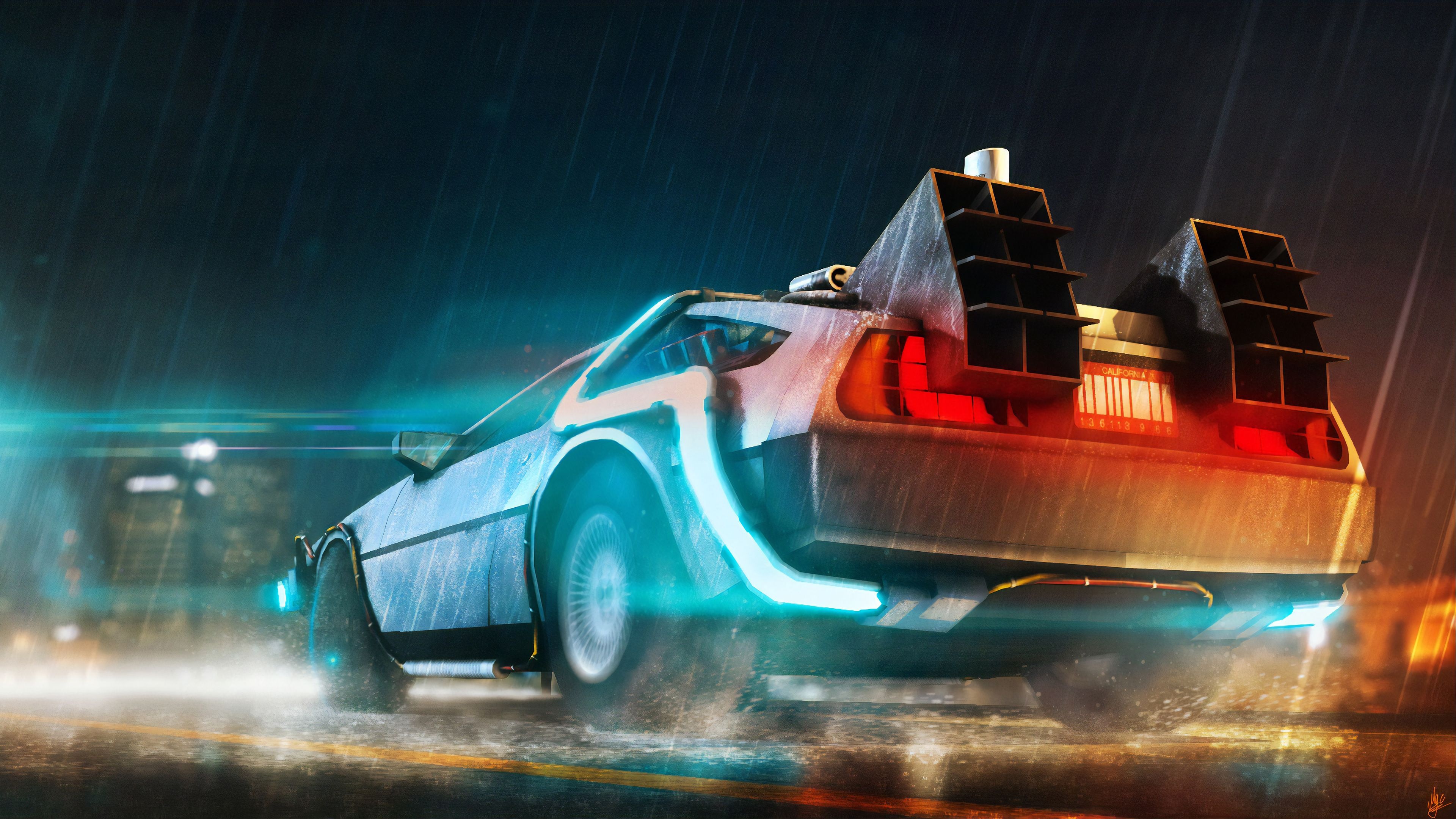 Desktop 4k Delorean Background Image Wallpaper