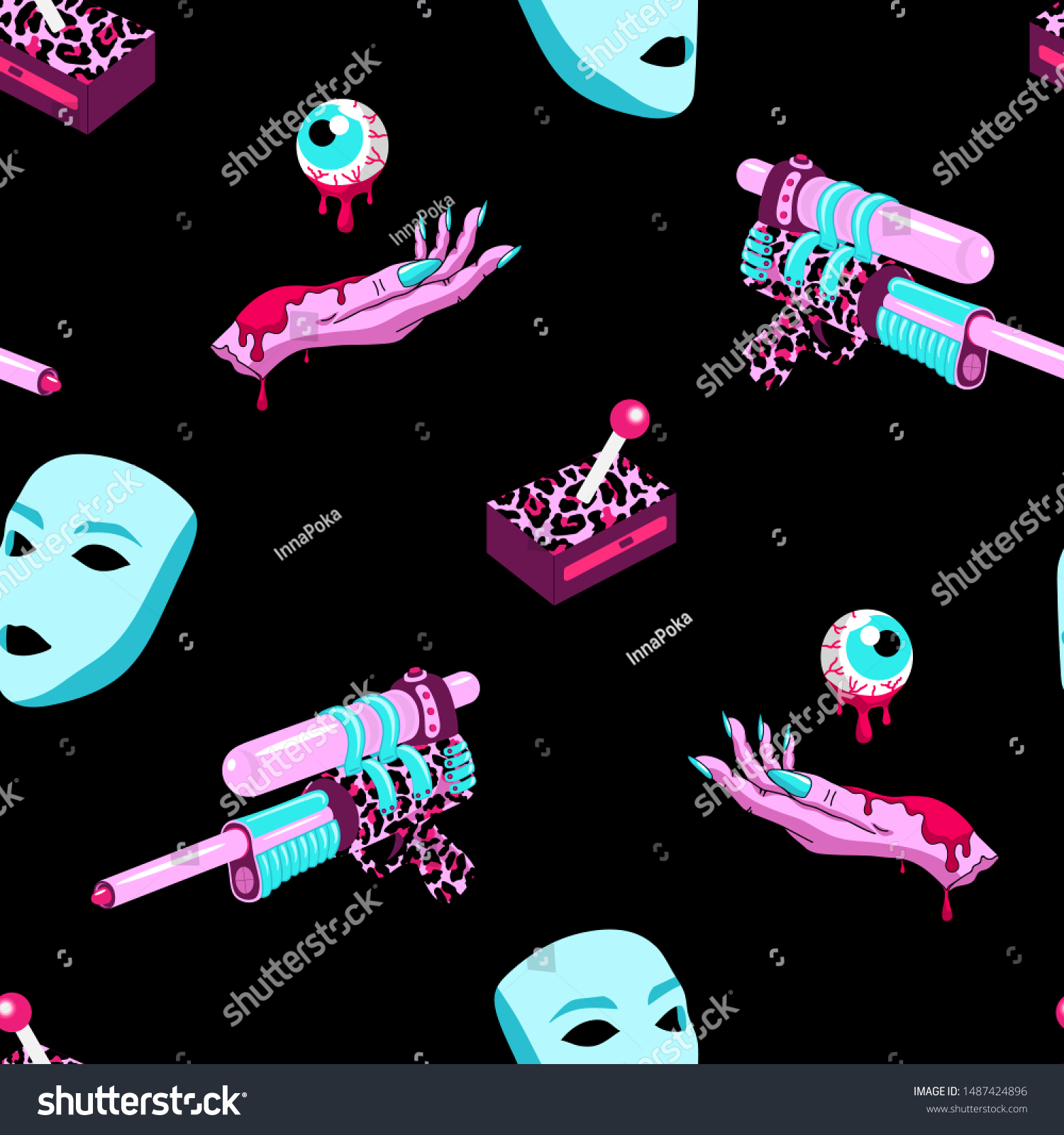 Halloween Scifi Cosmic Outer Space Vector Stock Royalty
