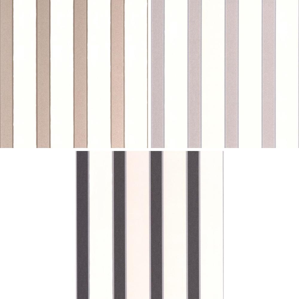 Duke White Striped Glitter Metallic Textured Wallpaper Roll