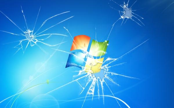 Screen Broken Microsoft Windows Logos Wallpaper