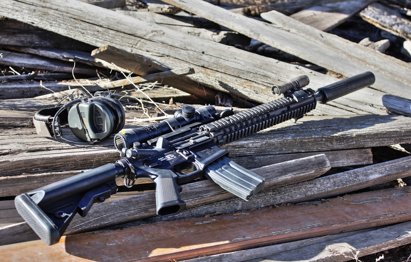 Wallpaper Weapons Headphones Rifle Sniper Spr Mk12 Image For
