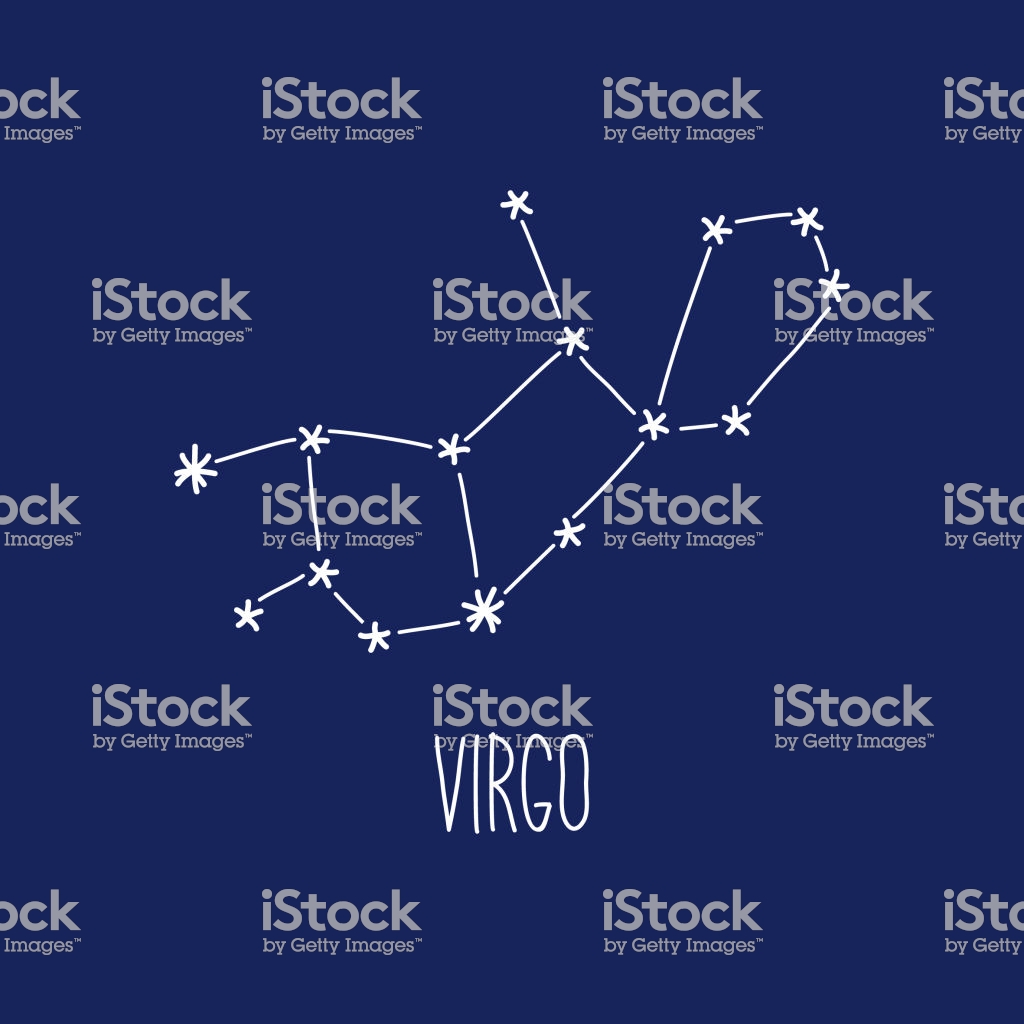 Cute Background With Schematic Hand Drawn Zodiac Constellation Of