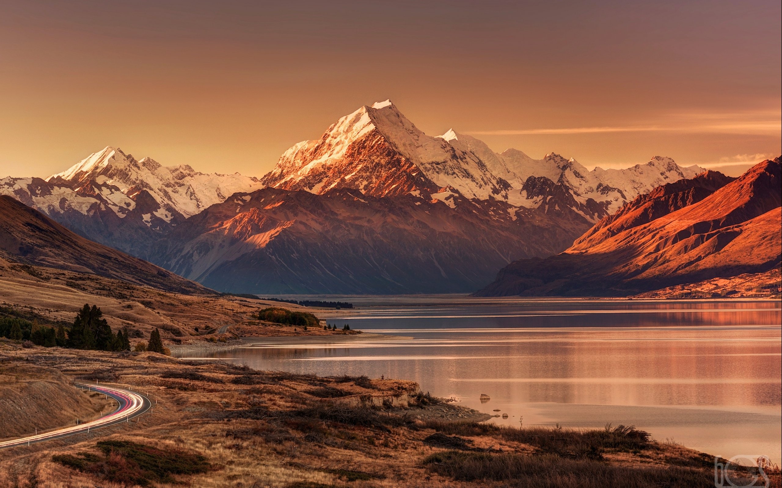 Glacier National Park Road Landscape Lake Pukaki Sunset Wallpaper