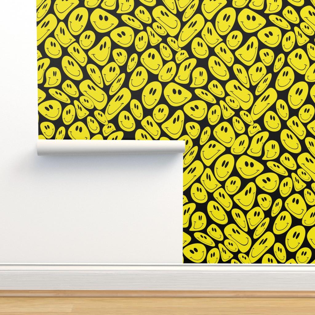 Trippy Smiley Face Fabric 90s Retro Wallpaper Spoonflower