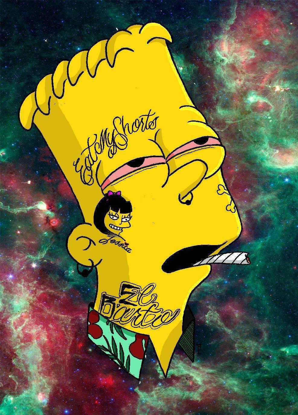 Download Bart As Gangsta Cartoon Member Of The Simpsons Wallpaper