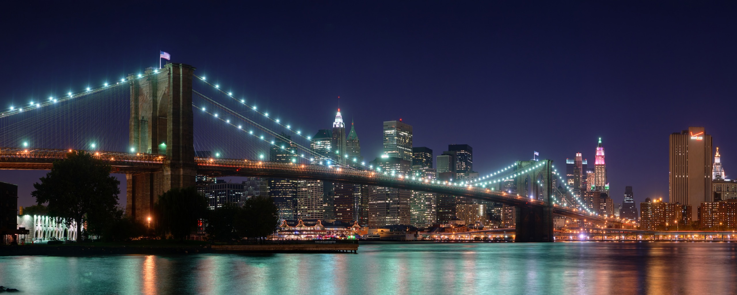 Brooklyn Bridge Panorama Dual Monitor Wallpaper HD