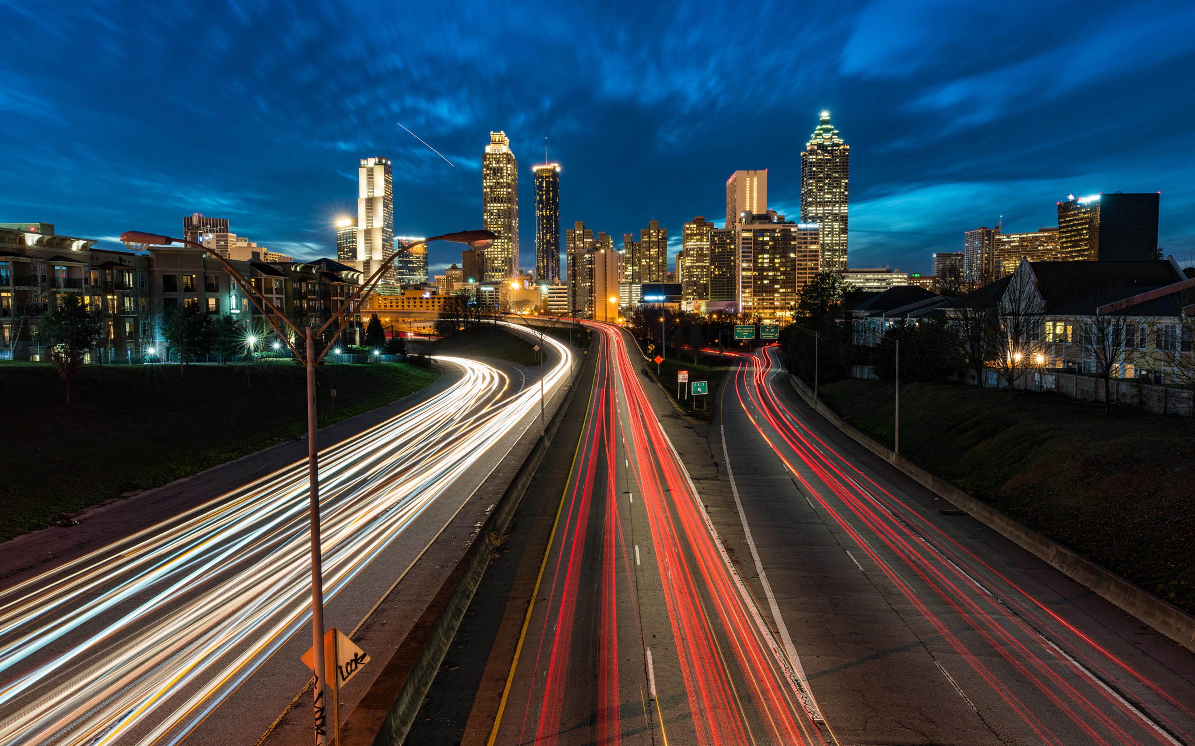 Atlanta Skyline Georgia United States Jackson Street Bridge 4k