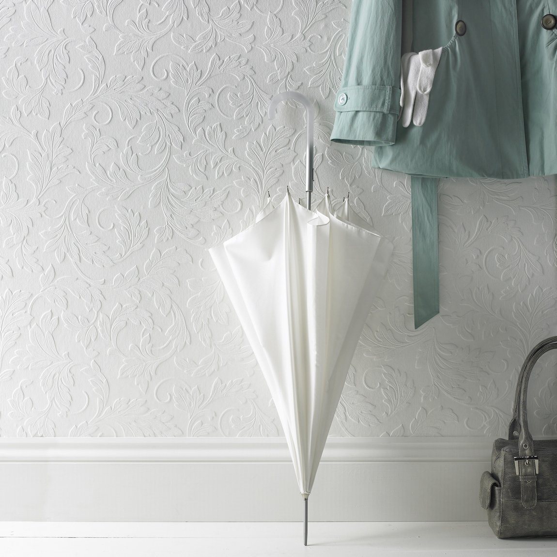 Superfresco Paintable Large Scrolling Leaf Wallpaper Lowe