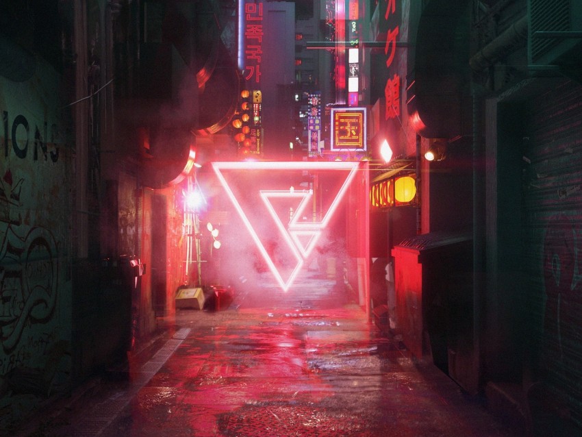 Street Triangle Cyberpunk Neon Background Toppng