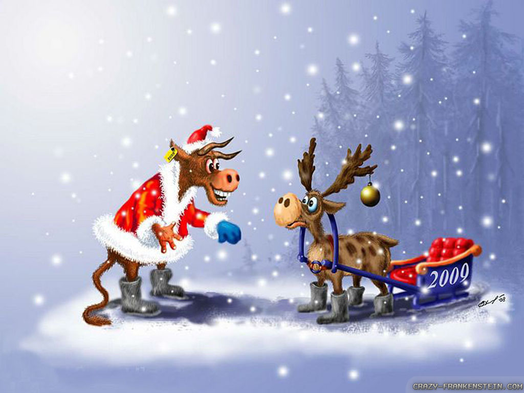 Wallpaper Snowman Fight Funny Christmas