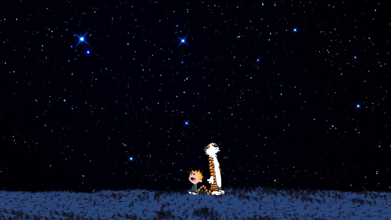Outer Space Stars Calvin And Hobbes Wallpaper