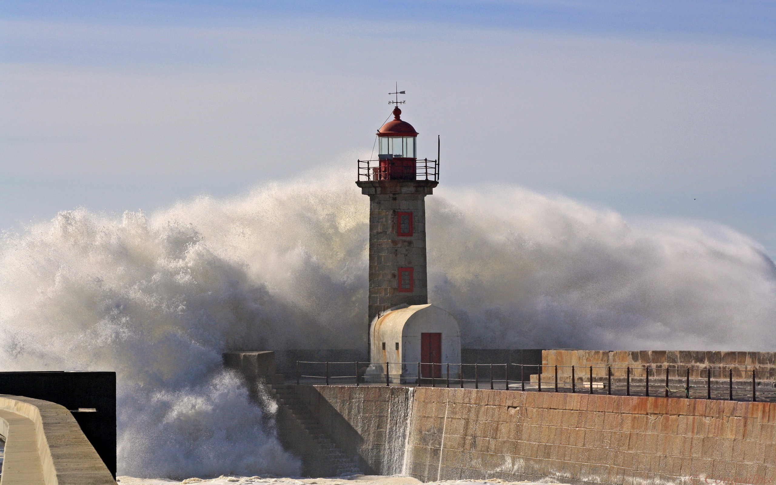 Waves Storm Lighthouses Wallpaper