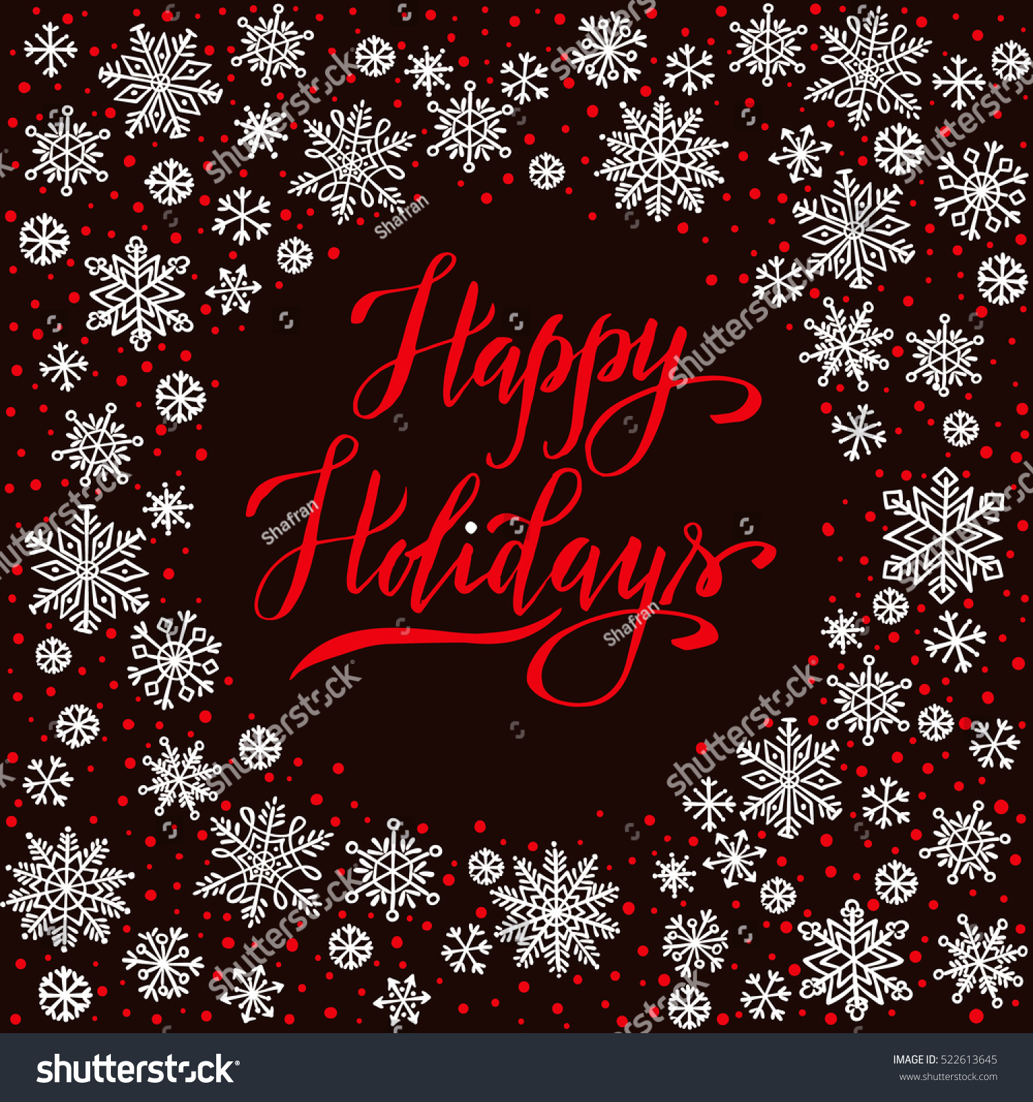 Happy Holidays Christmas Background Snowflake Frame Stock Vector