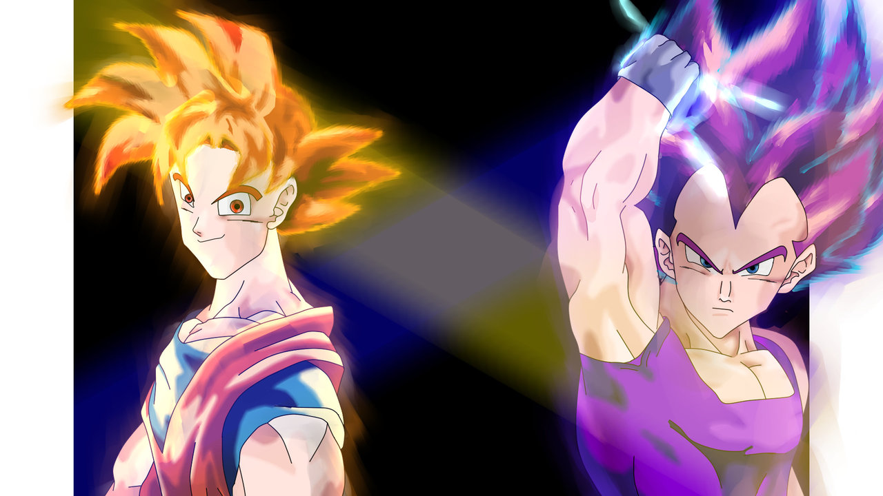 vegeta and goku super saiyan god