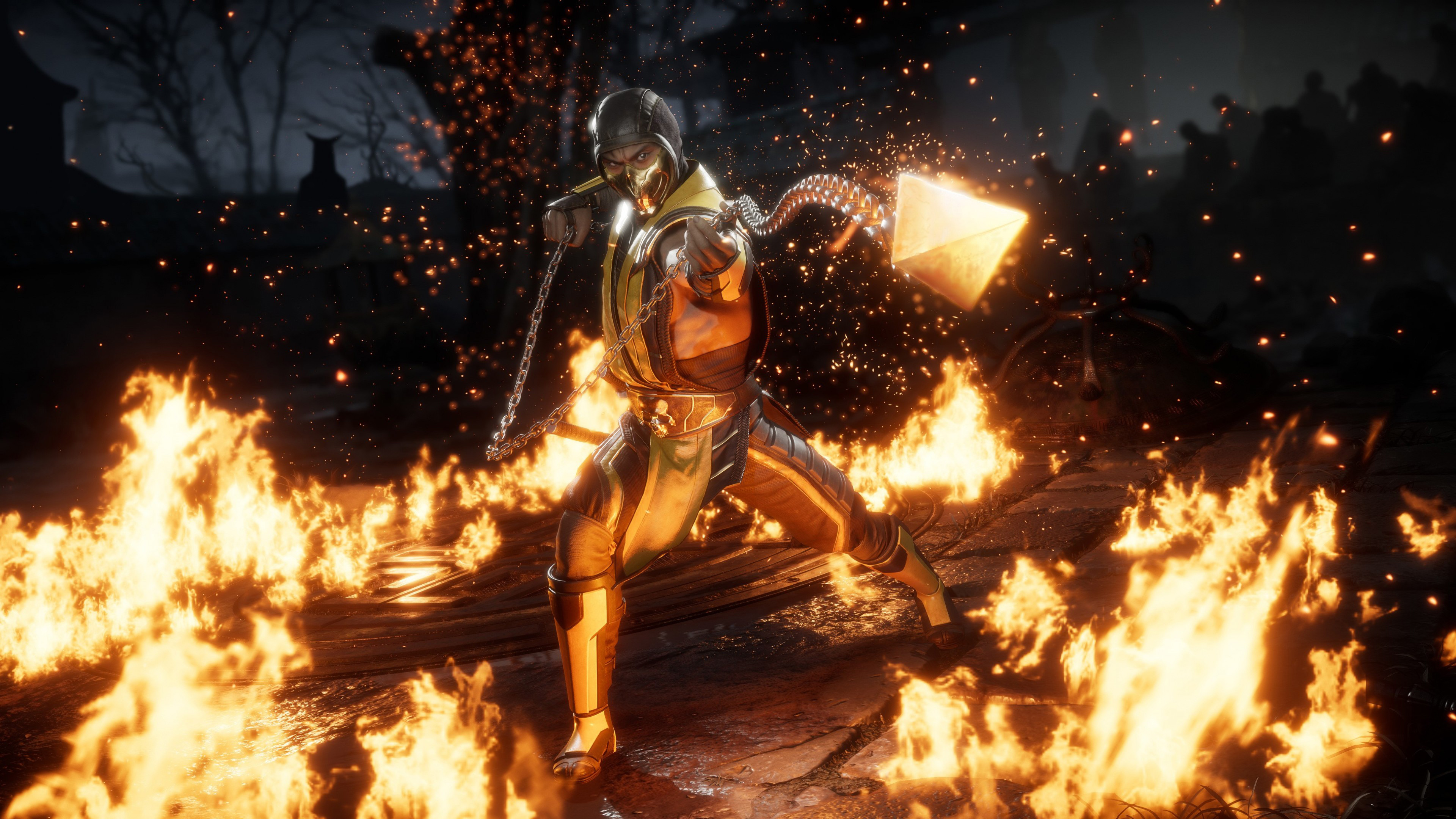 Scorpion Unleashing a Fiery Attack in Mortal Kombat