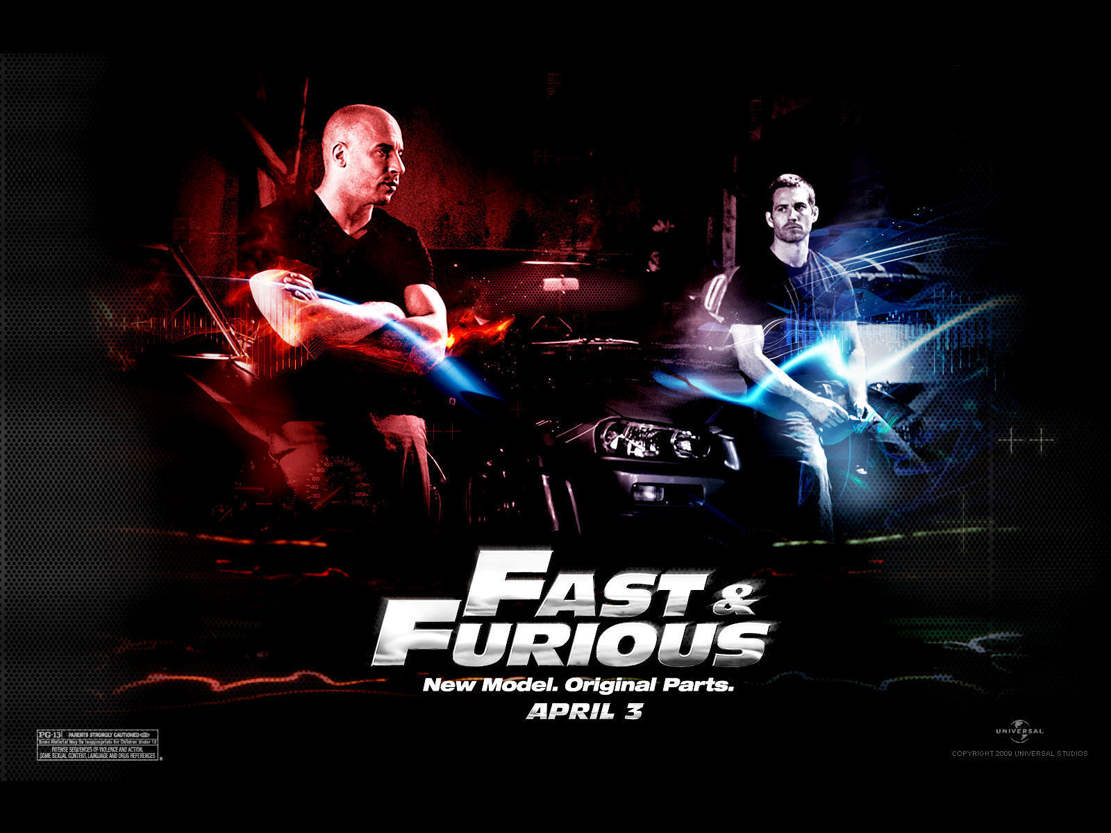 Promotional poster for Fast & Furious (2009) featuring Vin Diesel and Paul Walker