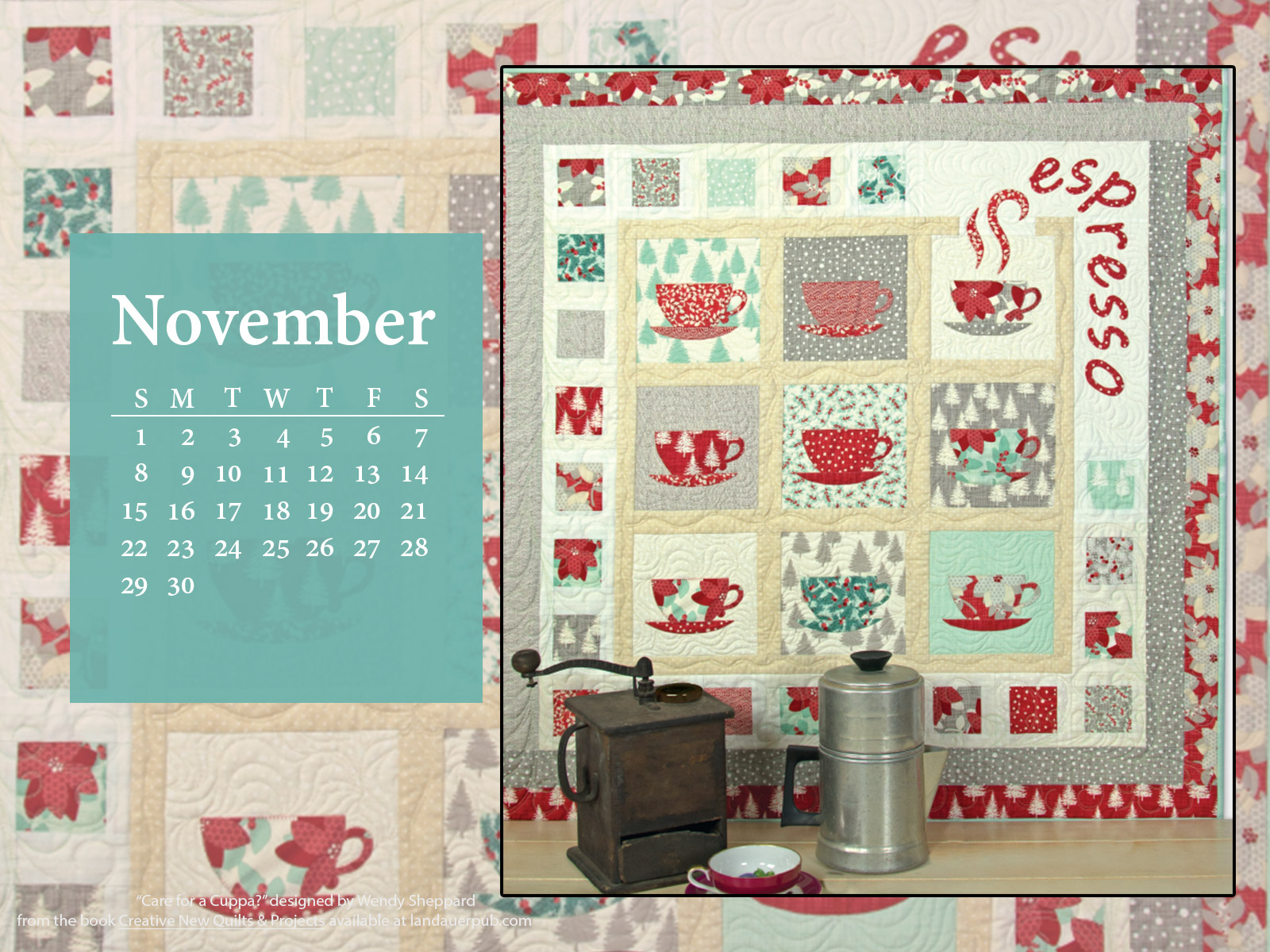 Quilt Calendar Puter Wallpaper November Books