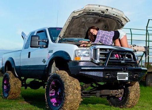 Country Girl Workin On Her Truck Lifted Trucks
