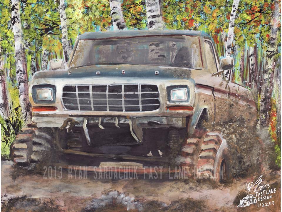 Ford F150 Mudding In The Woods Painting By Fastlaneillustration