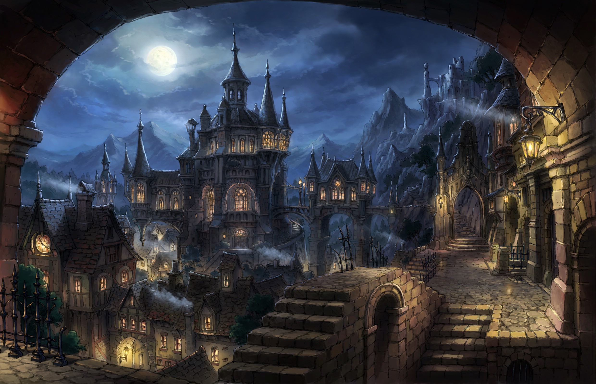 Cityscape Dark Fantasy Art Wallpaper HD Desktop And
