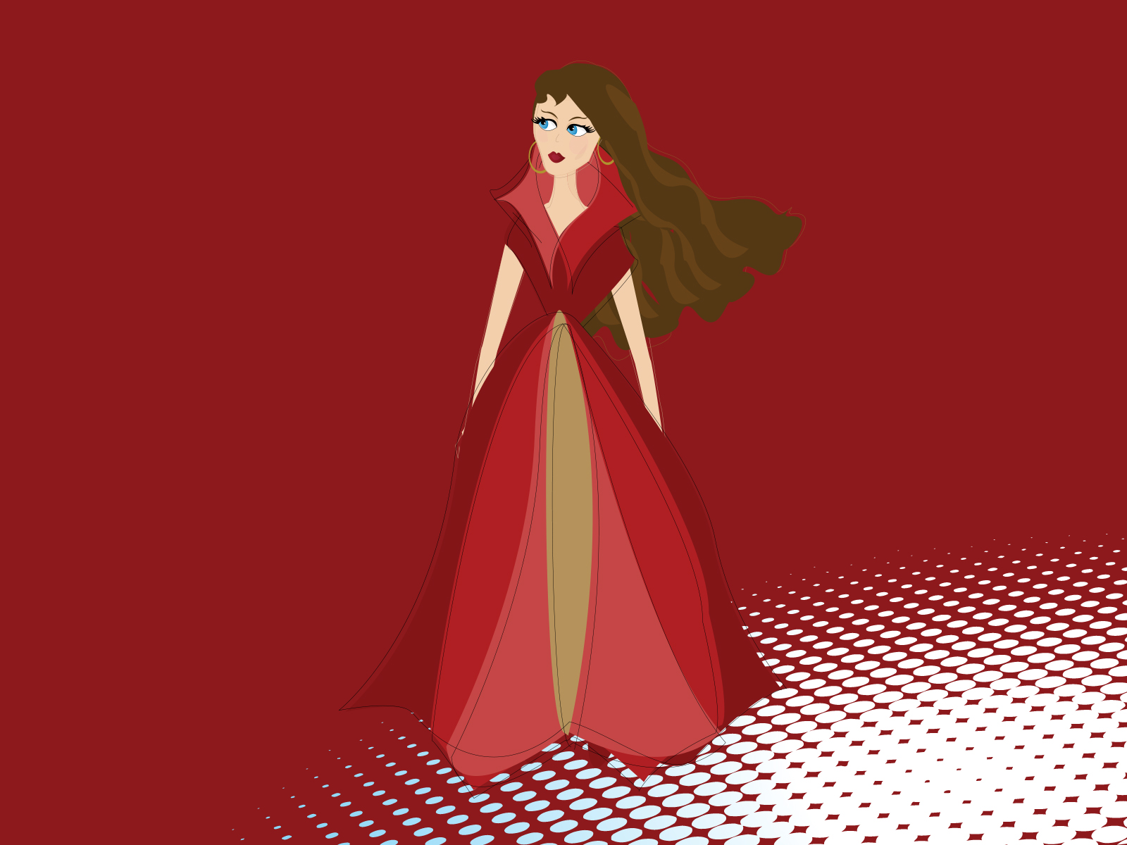 Fashion Lady Background Design Powerpoint Red Ppt