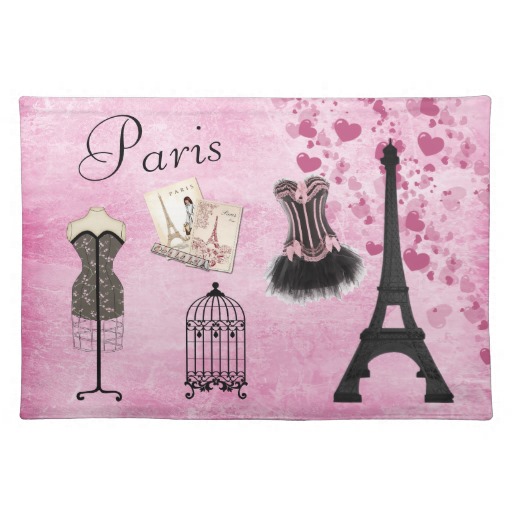 Chic Girly Pink Paris Fashion Placemat
