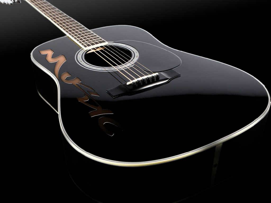 Acoustic Guitar Wallpaper Black Music