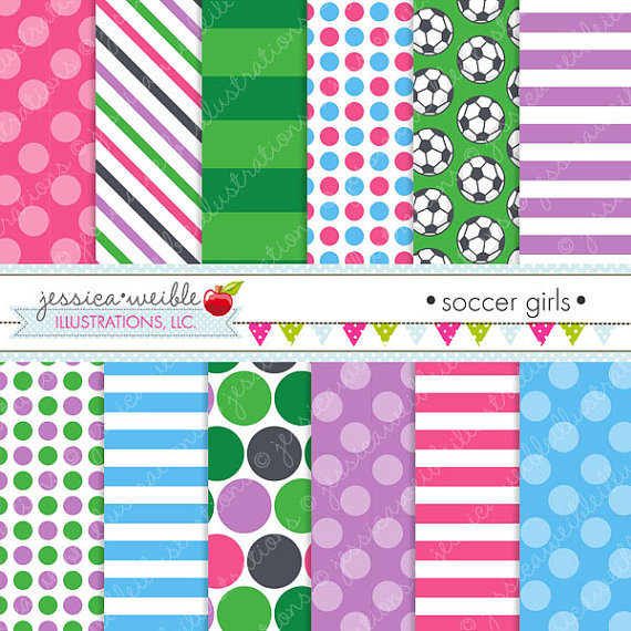Soccer Girls Cute Digital Papers Background For Personal And