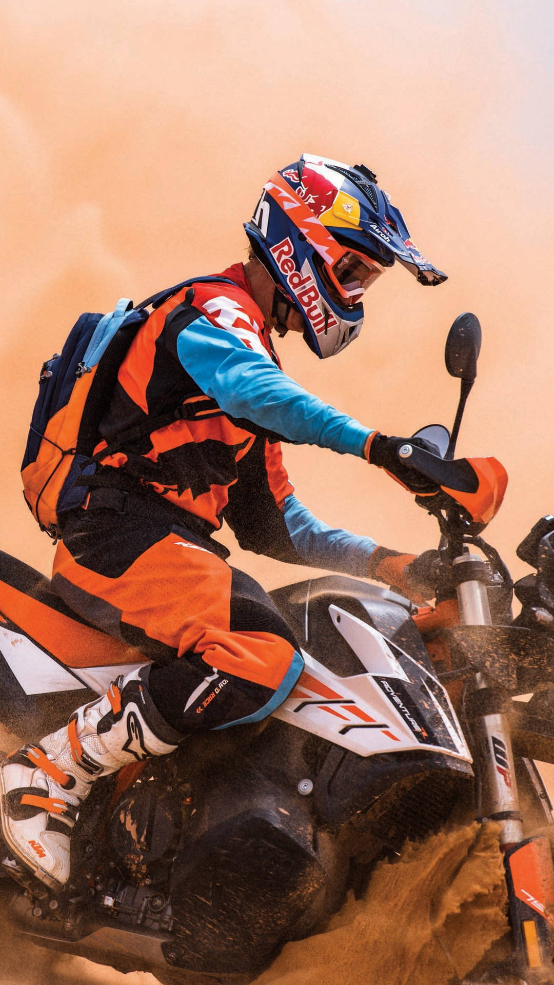 Blue And Orange Rider Ktm iPhone Wallpaper