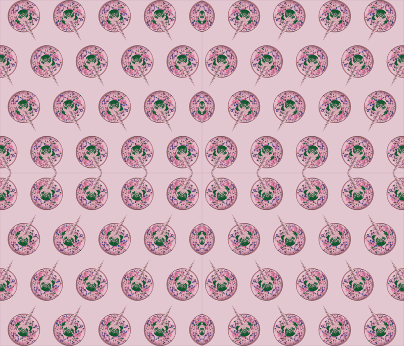 Pugicorn Donuts Wallpaper Jade Spoonflower