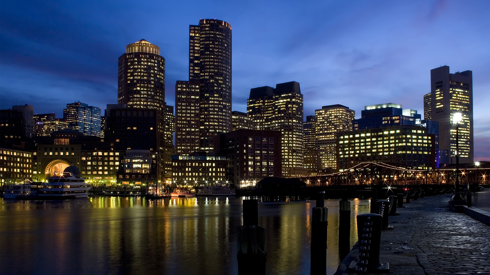 Boston At Dusk Widescreen Wallpaper In High Quality
