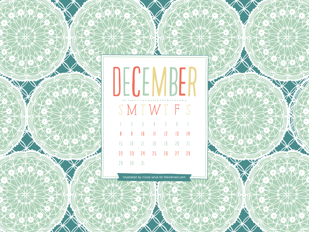 December Desktop Calendar Wintery Wallpaper
