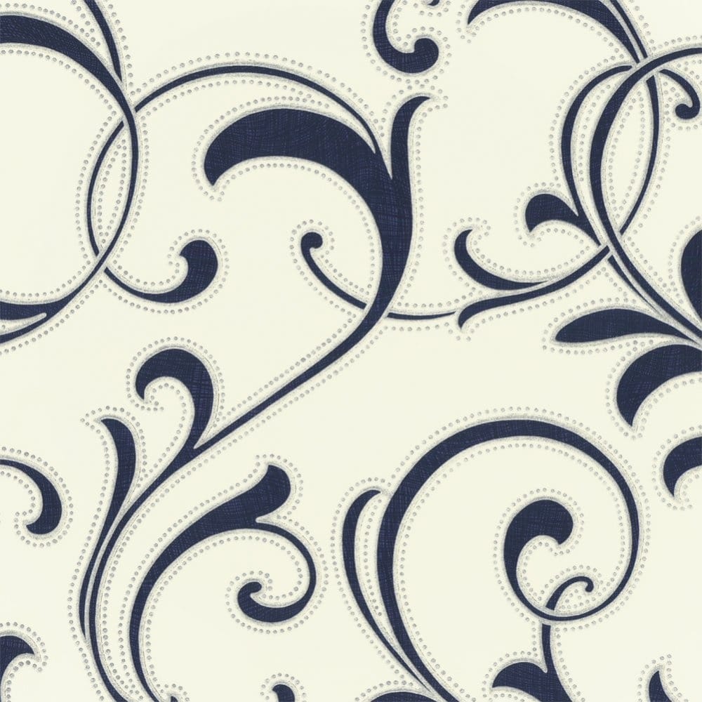 Moda Rococo Wallpaper Cream Blue From I Love