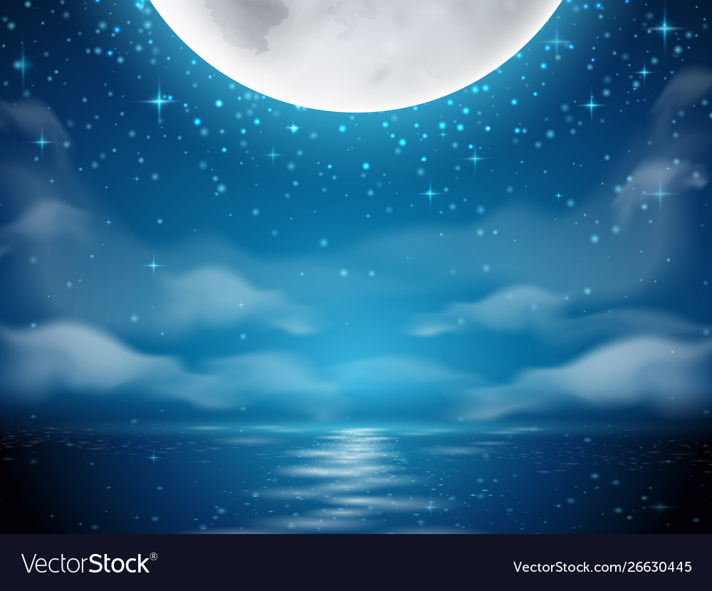 Night background with moon and sea Royalty Free Vector Image