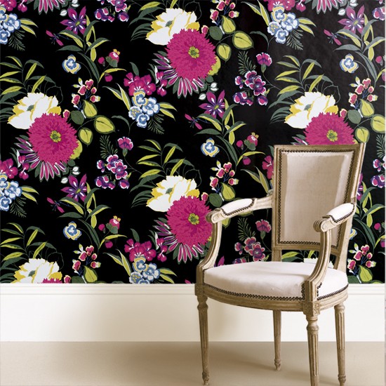 Black Floral B Q Wallpaper Under Decorating Ideas