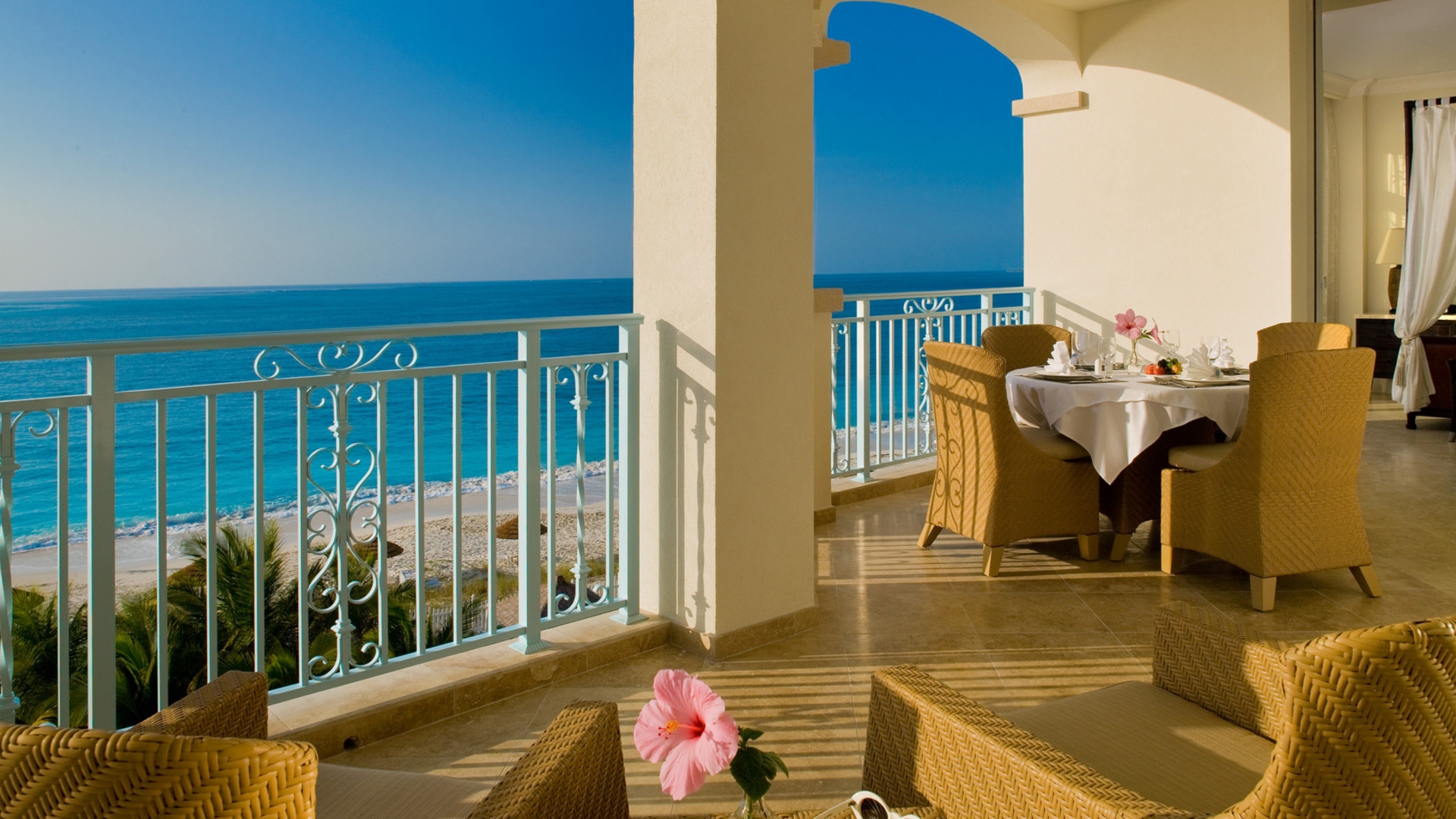 Sea Beach Terrace Balcony Horizon Leisure Stock Photos