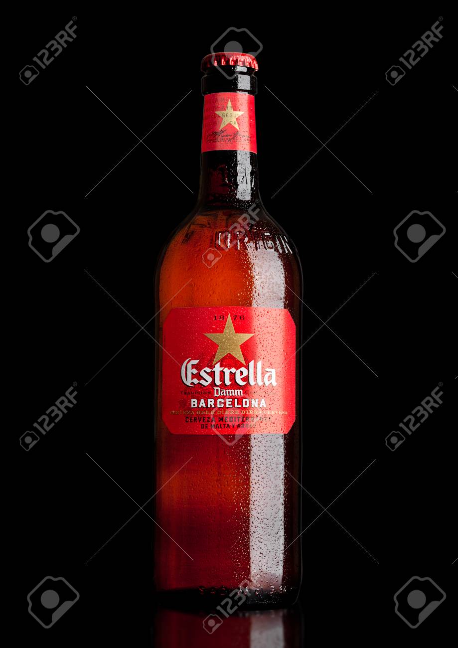 London Uk March Bottle Of Estrella Damm Beer On