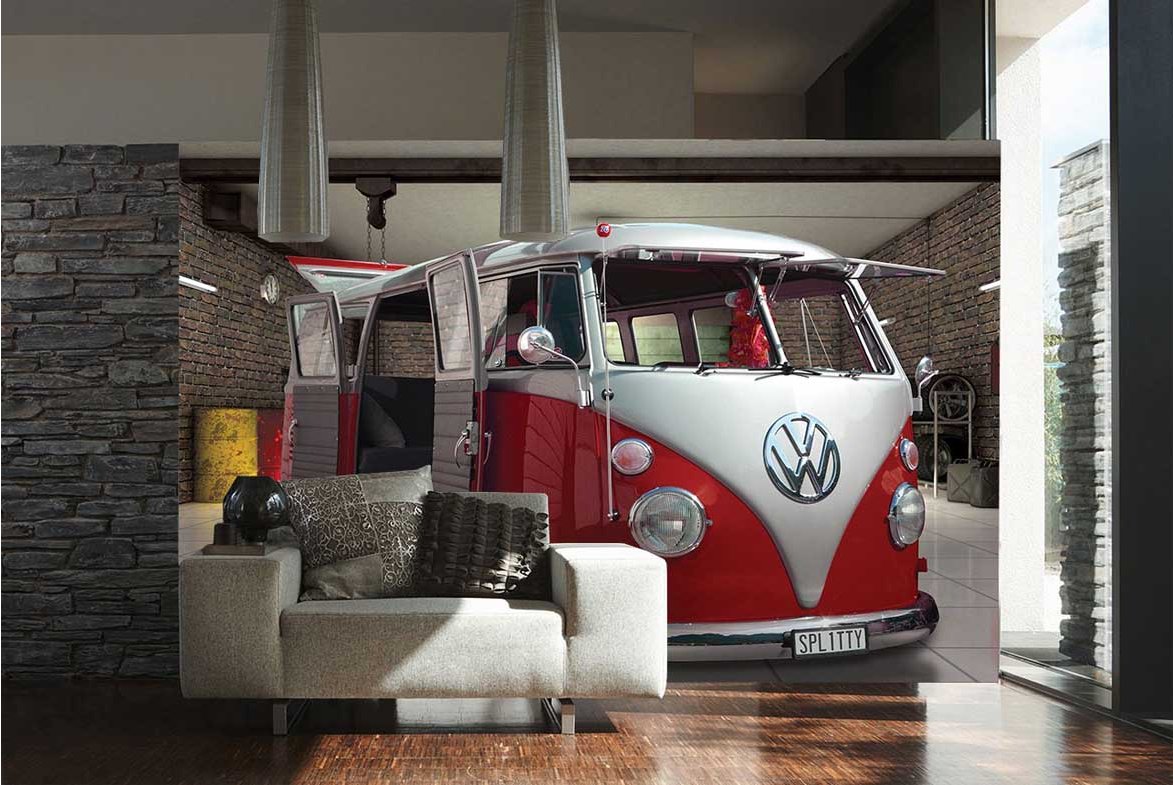 1wall Volkswagen Camper Van Wall Mural Red White