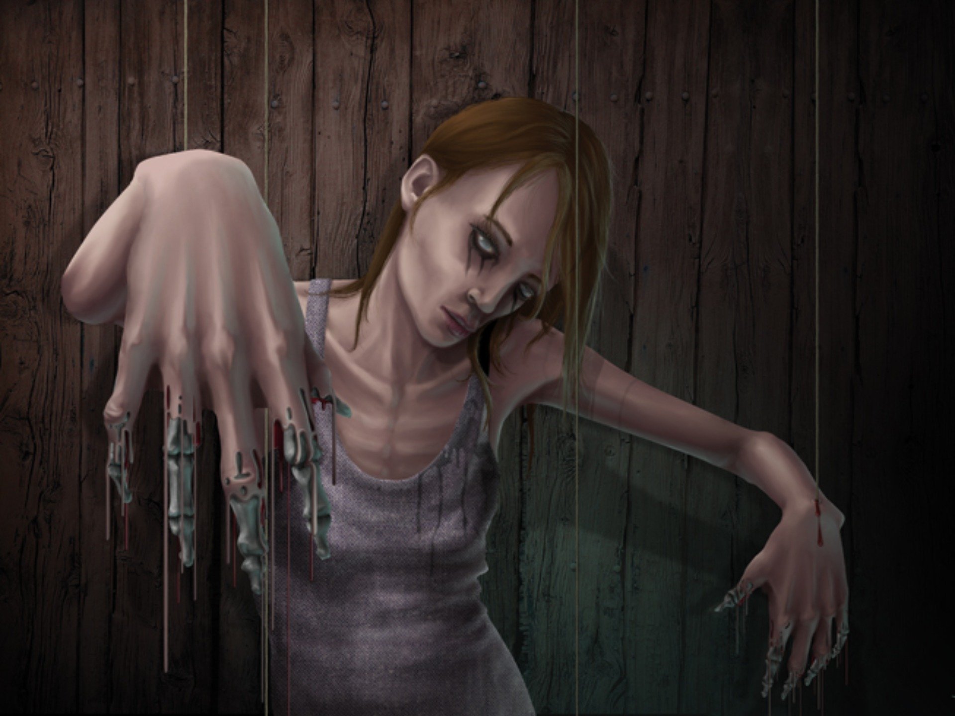Illustration Girl Woman Horror Skeleton Wallpaper HD