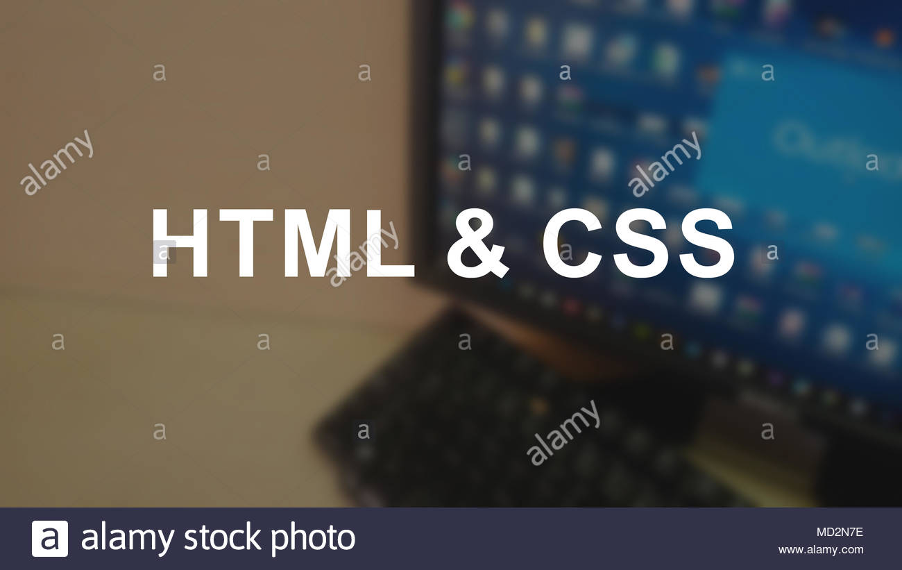 Html Css Word With Blurring Business Background Stock Photo