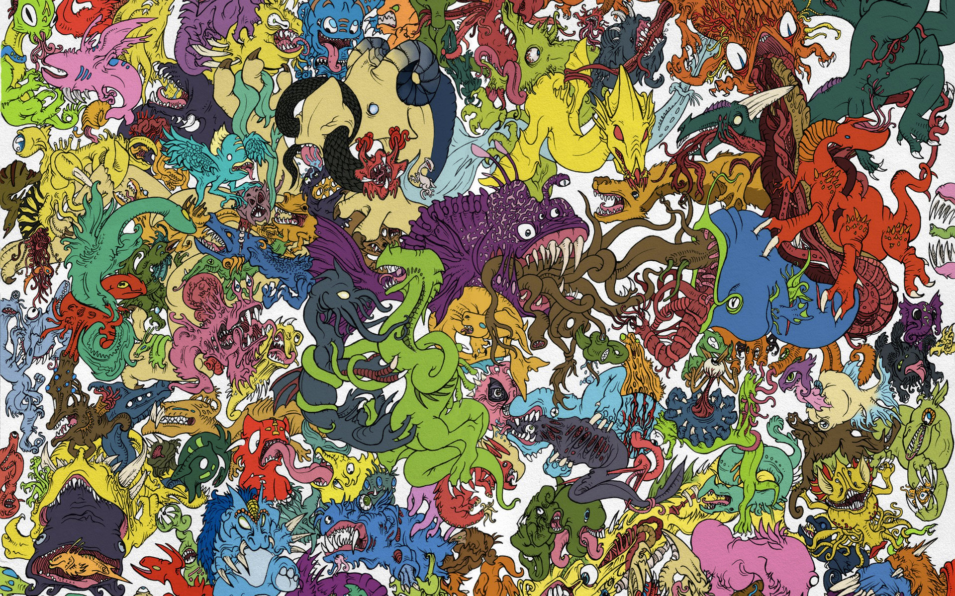 Monster Collage Google Skins Scary Monster Collage Google Backgrounds 1920x1200