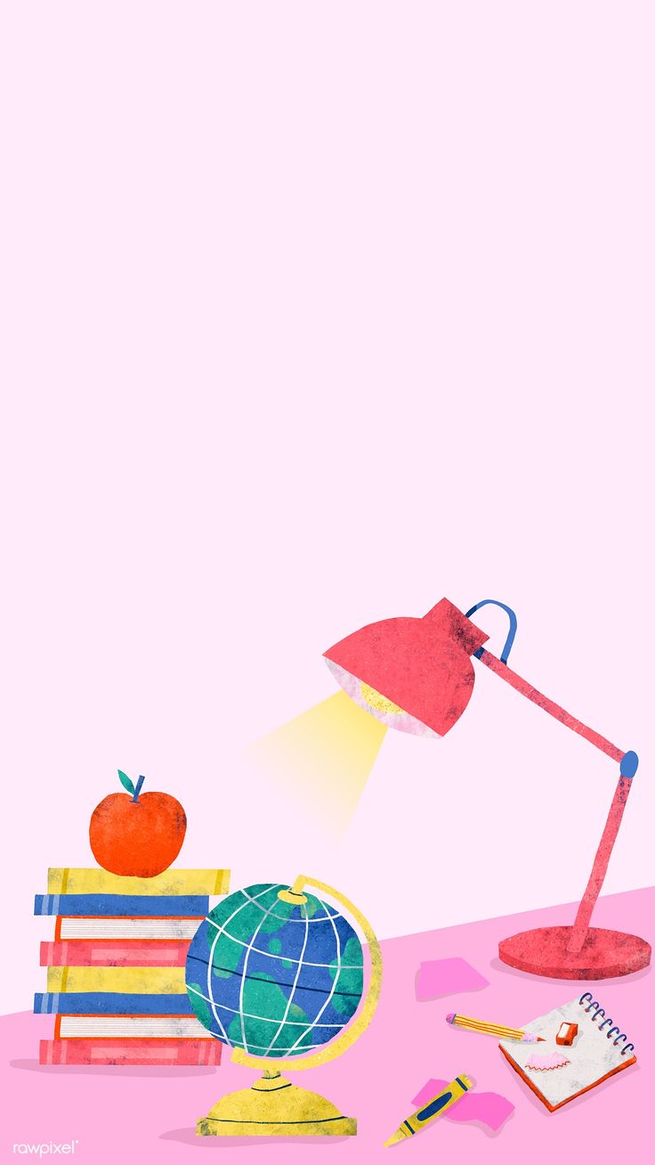 Pink Back To School Study Table Mobile Phone Wallpaper Vector